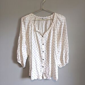 The Nines by Hatch Creamy White Flowy Button Up Blouse, size M